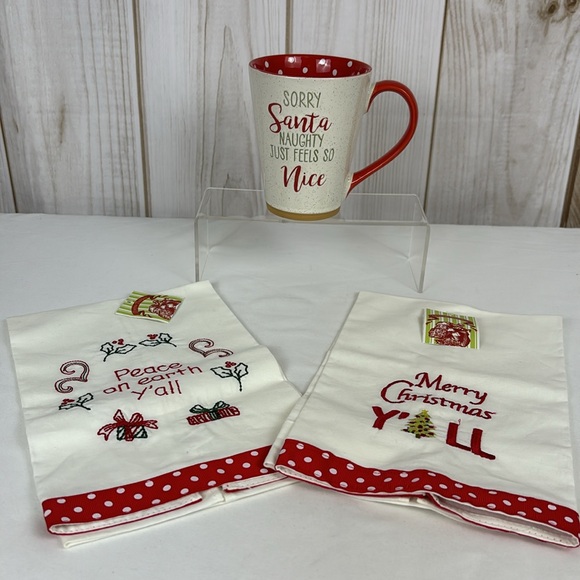 Naughty Feels Nice Coffee Mug & Merry Christmas Ya'll Hand Towels Holiday Set - Picture 6 of 11